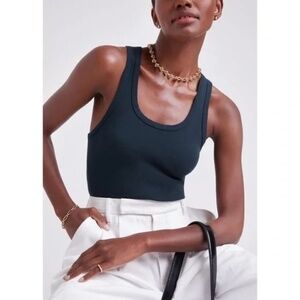 Re/Done x Hanes Black Ribbed Tank Top 60s Cotton - Size Small